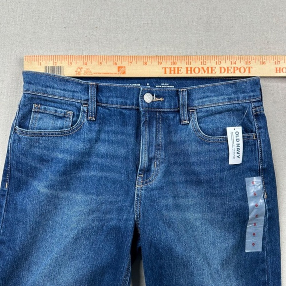 Old Navy Jeans Womens 6L Long Mid-Rise Wow Boyfriend Dark Denim Faded‎ - Picture 7 of 10